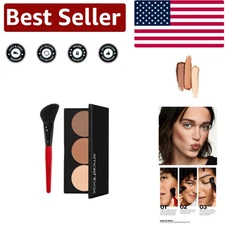 Light/Medium Buildable Contour Powder Kit with Brush - Unisex Makeup Essential