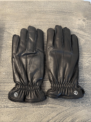 Giorgio Armani Black Deer Leather & Cashmere Lined Gloves