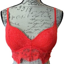 Victoria s Secret Pink Lace Orange Padded Bralette Size Small