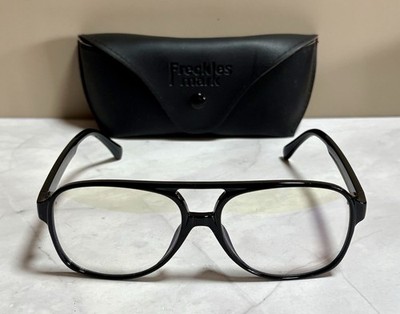 Freckles Mark Vintage Retro 70s Style Blue Light Clear Eyeglasses Oversize