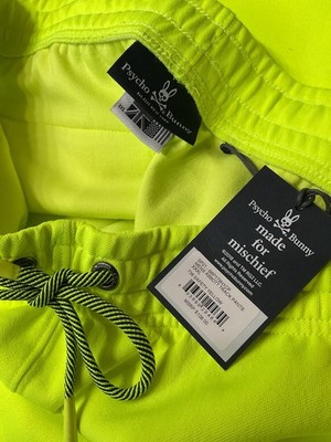 Psycho Bunny Mens Track Pants Abbott Sz 3XL 40x34  Safety Neon Yellow New