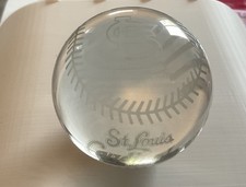 St Louis Cardinals Glass Baseball Paperweight MLB STL Logo Crystal Souvenir EUC