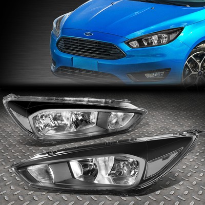 FOR 15-18 FORD FOCUS OE STYLE BLACK HOUSING CLEAR CORNER HEADLIGHT HEAD LAMPS