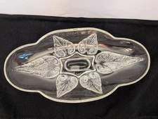 Vintage Anchor Hocking Clear Pressed Glass Renaissance Oblong Relish Pickle Dish