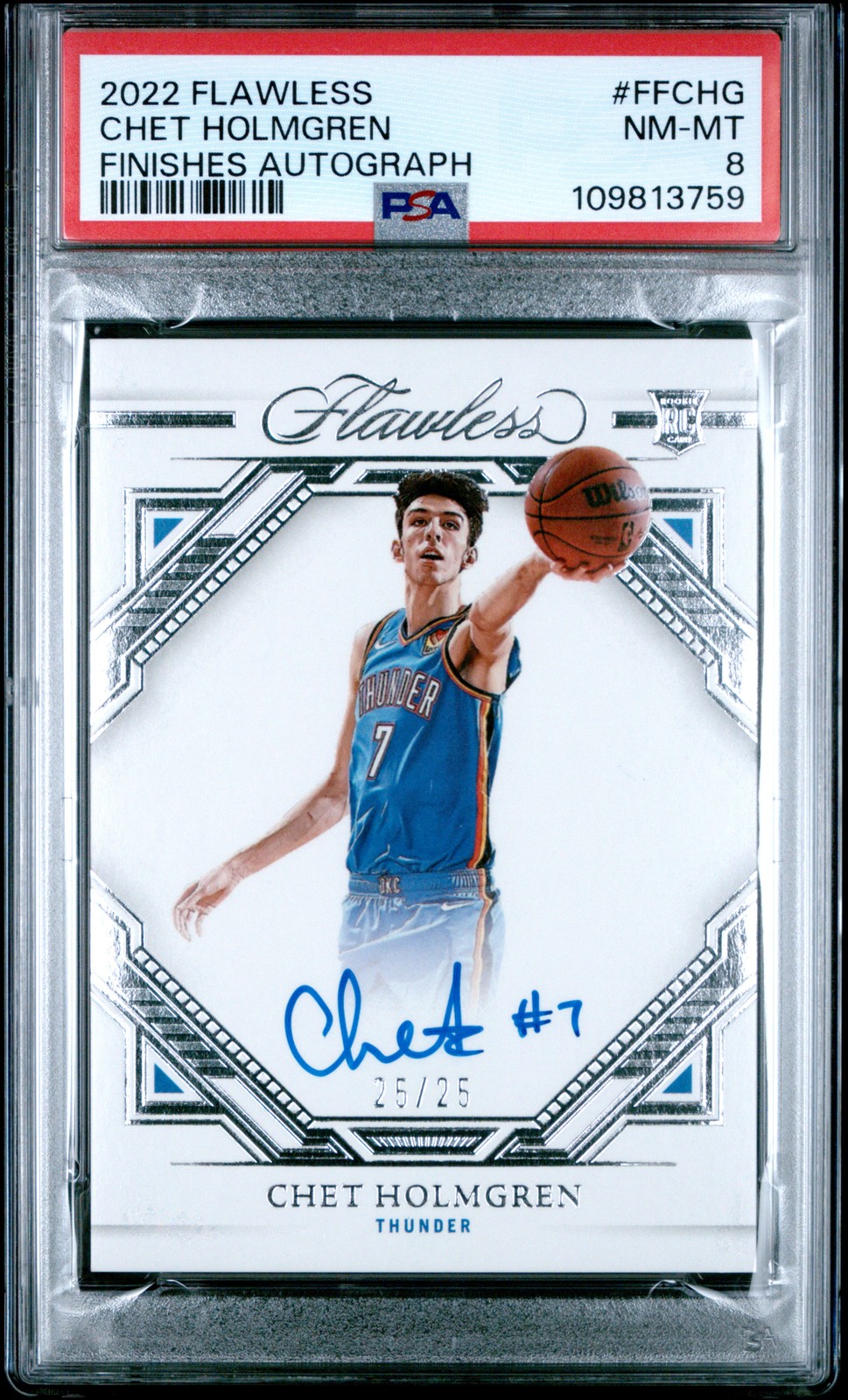 2022 PANINI FLAWLESS FINISHES AUTO #FFCHG CHET HOLMGREN 25/25 PSA 8