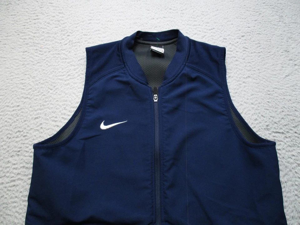 Nike Chaleco Para Hombres Mediano Azul Marino Dri-FIT Cremallera Completa Malla Entrenamiento Bolsillos 802310-419 Foto 2 de 4