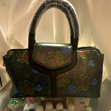 Women s Floral Satchel Top Handle Bag Black G...