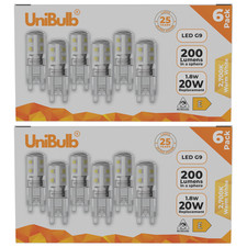 UniBulb G9 LED 1.8W Bulbs for Display Cabinets T3 Warm 2700K Pack of 12