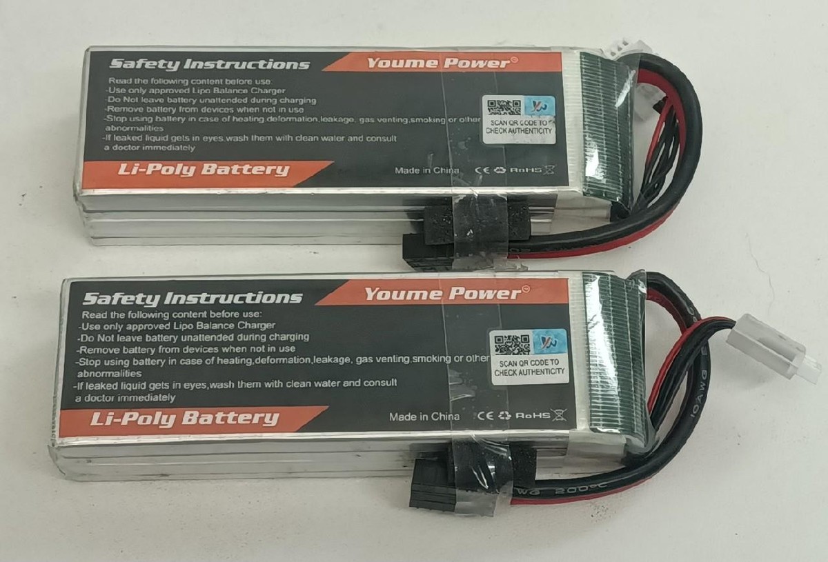 2X New Youme Power LiPo Battery 14.8V 6500mAh 96.2Wh 80C 4S1P TRX