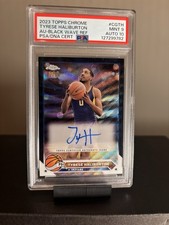 2023 Topps Chrome Tyrese Haliburton Auto Black Wave Refrac 03/10 PSA 9/Auto 10
