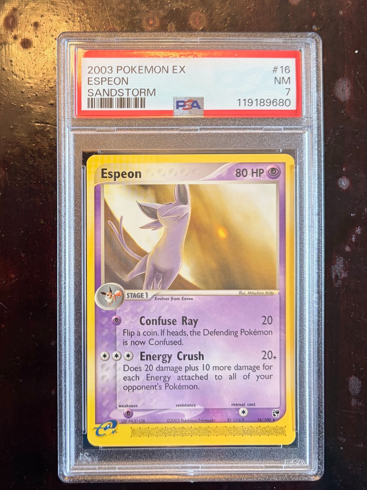 LOW POP 2003 POKEMON EX ESPEON 16/100 SANDSTORM PSA 7 NM