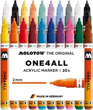 Molotow ONE4ALL 20 Count Acrylic Paint Marker Set Assorted Colors 1mm 2mm