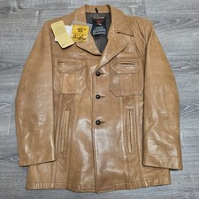 Vintage 70s De Long Lambskin Leather Jacket 38 Long USA Made W/Original Tags