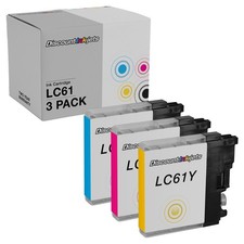3 Compatible COLOR Ink Cartridge for Brother LC61C LC61M LC61Y MFC-290 MFC-490CW