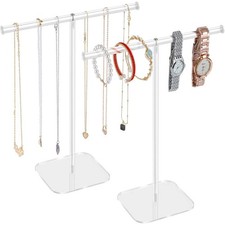 Clear Acrylic Jewelry Display Stand with 2 Towers for Necklaces Bracelets