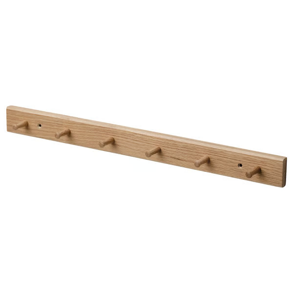 New IKEA HÖVOLM Rack with 6 Knobs Solid Oak  Wall Mounted Hook Rail