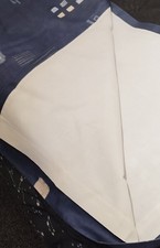 One pair of Blue Patterned Lined Curtains.  Size Approx 46 " by 56 " Drop.