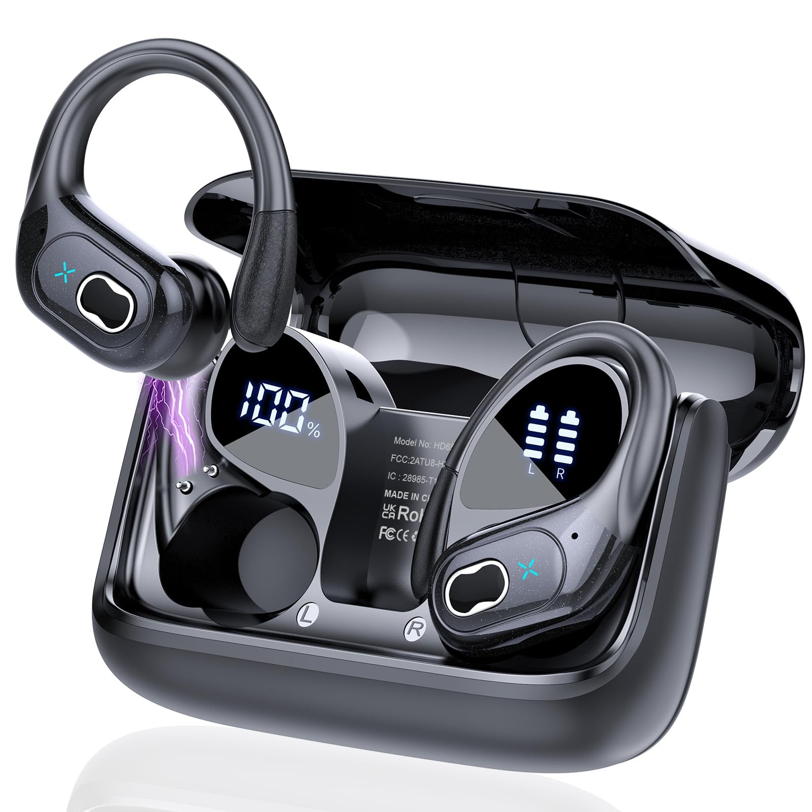 STECEi Wireless Earbuds, 75H Bluetooth 5.4 One Size Fits All, Black