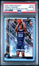2025 TOPPS HOLIDAY LIGHT BLUE & WHITE GLITTER #H171 CEDRIC COWARD PSA 8