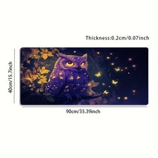 A Large Gaming Mouse Pad Featuring a Whimsical Purple Owl Design, with a Non-S