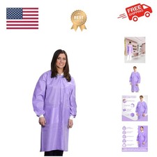 10 Disposable Lab Coats - Durable Knee Length 50g SMS Reusable Lab Coat with ...