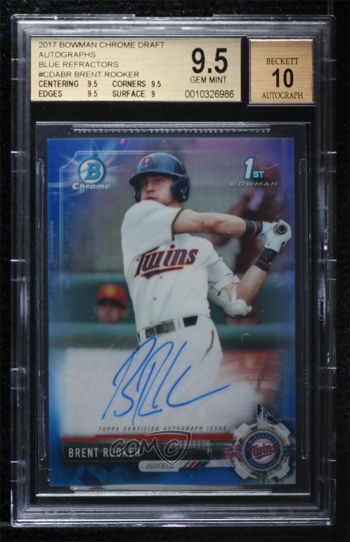 2017 Bowman Draft Chrome Pick Blue Refractor /150 Brent Rooker BGS 9.5 Auto 00jz