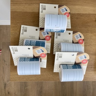Scotch Mailing Label Rolls Lot Of 5-NEW-blue Plaid Design