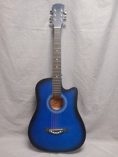3/4 Acoustic Guitar – Small Body Guitar for Beginners Blue Steel String Practice