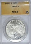 1926 S 90% Silver Peace Dollar ANACS AU53