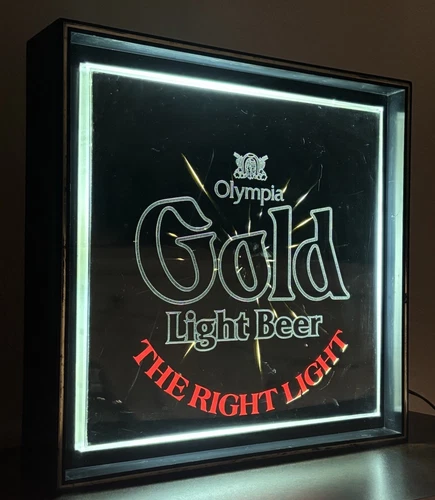 VTG Olympia Gold Beer Lighted Sign Starburst Bar Mancave “The Right Light”