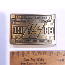 VINTAGE 1988 UNITED STATES SHOOTING TEAM OLYMPIC SPORTS BELT BUCKLE SEOUL KOREA