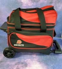 Ebonite Single Bowling Ball Rolling Wheeled Luggage Bag Case Black Red