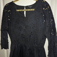 Simply Vera Vera Wang Black Eyelet Midi Dress Womens Size M