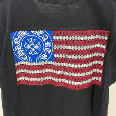 Chrome Hearts Black USA Flag Graphic Pocket T-Shirt Medium Short