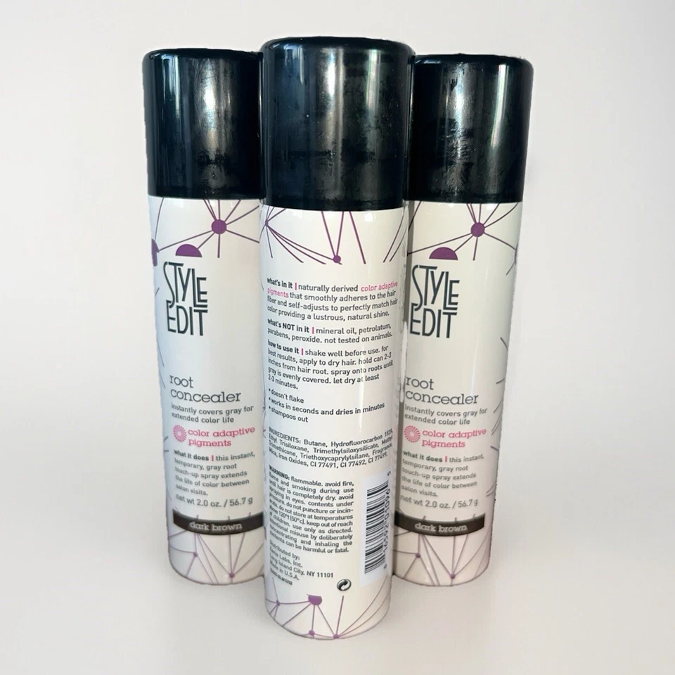 Pack de 3! Spray corrector de raíces Style Edit, marrón oscuro - 2 oz. Cada Foto 2 de 2