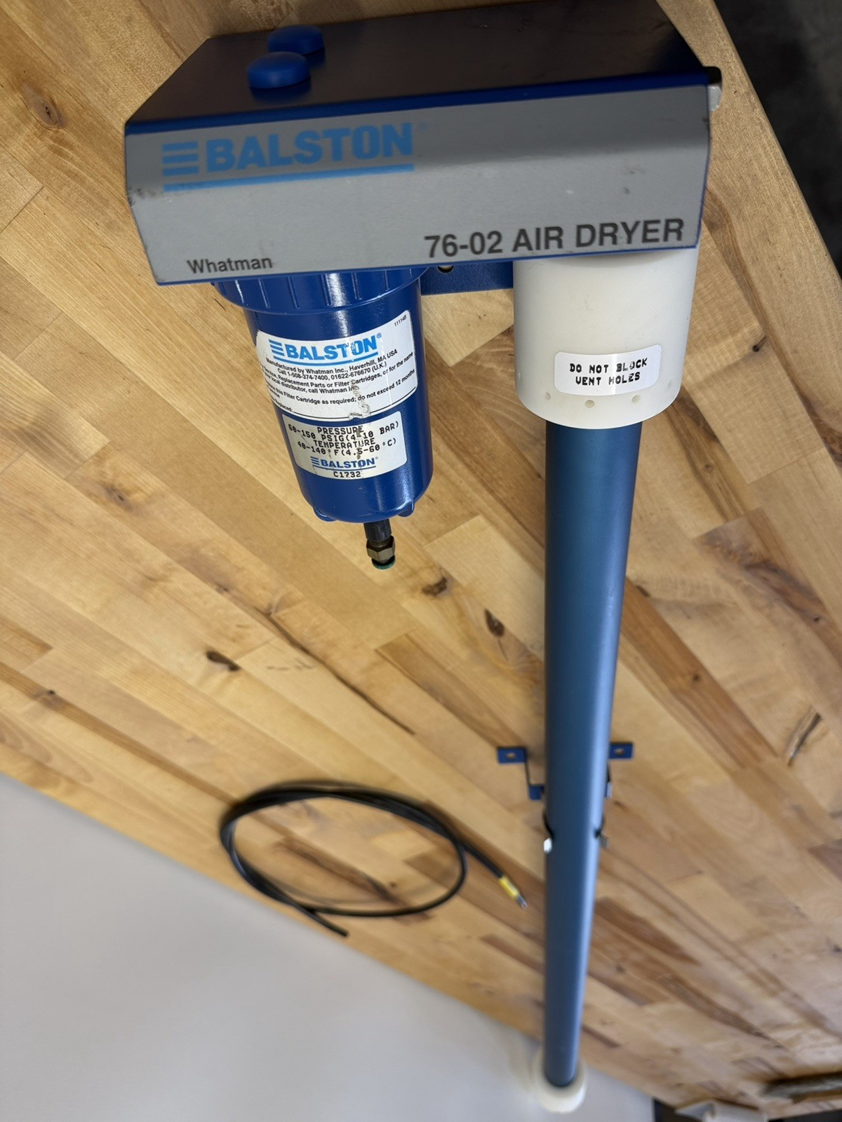 Parker Balston 76-02 Membrane Air Dryer Whatman 45" NOS Clean Threads (see pics)