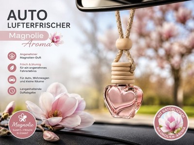 MEGA Autoduft Lufterfrischer Magnolie-Duft 4 x 8ml Herz   Design 
