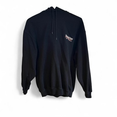 Balenciaga FW 2017 printed Bernie logo hoodie black pullover