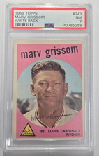 1959 TOPPS #243 MARV GRISSOM WHITE BACK PSA NM 7