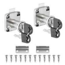 2 x Cylinder Cabinet Cam Lock 1-1/4" Keys Alike Alloy Tool Box Lock Silver