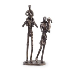 Danya B. Parents Carrying Children Bronze Sculpture, Contemporary Metal Shelf