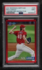 2021 Bowman Heritage Prospects Red Chrome Refractor 1/5 Nick Lodolo PSA 9 0e2x