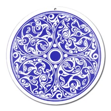 Window Glass Picture No. 49. Mandala 2. Blue Ø 3 7/8in Lamp Catcher Celtic Icon