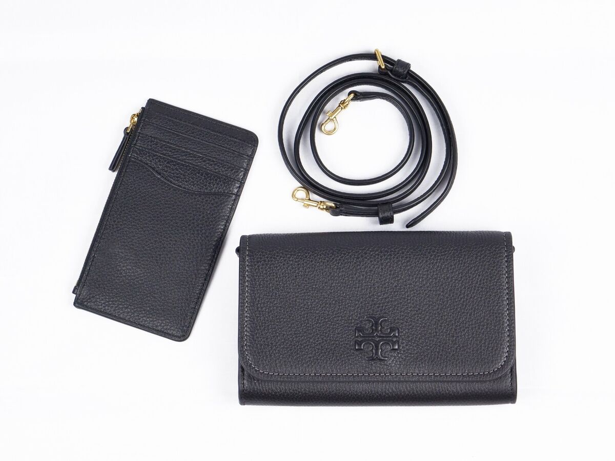 Tory Burch Thea Black Crossbody Bag Wallet Clutch Purse with Card Case  146467