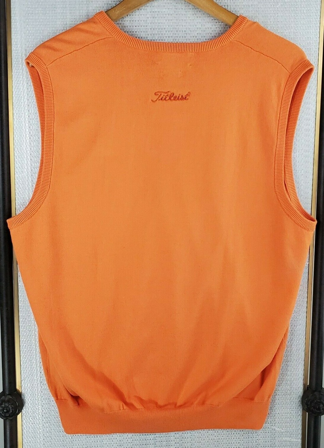 POLO GOLF x TITLIEST Taglia Large 100% Cotone Uomo Arancione Golf Casual Gilet Pony