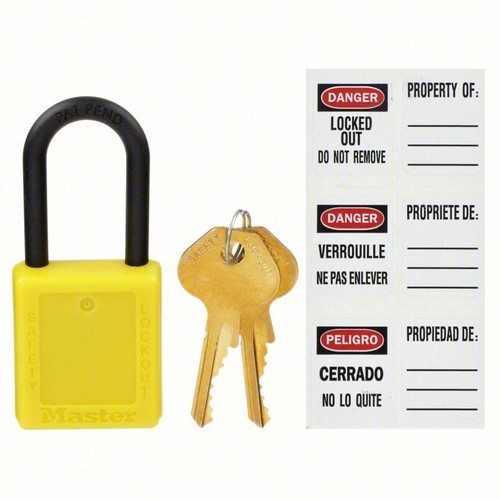 12-MASTER LOCK Lockout Padlock: Keyed Alike, Thermoplastic, Size E10 - Picture 2 of 2