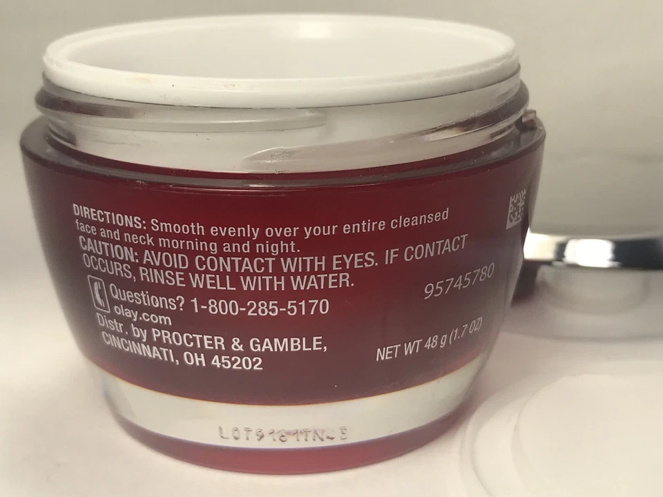 EMPTY Red & Silver With White Writing Olay Regenerist 1.7 OZ Cream Jar and Lid - Image 3 of 4