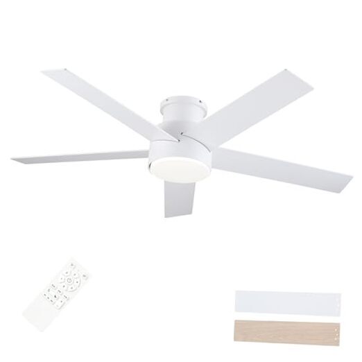 Ceiling Fan with Light and Remote, Low Profile Ceiling Fan 52 inch White-X