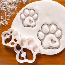 Set of 2 Cute Paw Cookie Cutters Small Large - dog treats birthday adoption