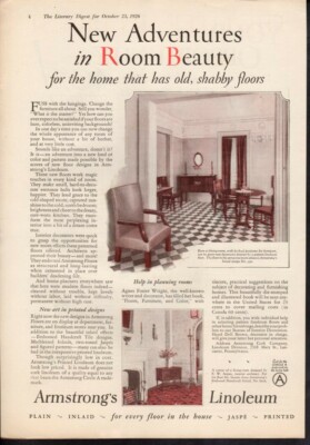 Vintage advertising print House Armstrong's Linoleum floor design dining 1926 ad